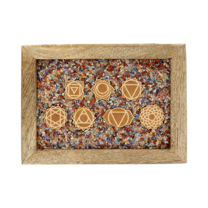 Buy Tarot jewellery box 7 Chakra's mixed chakra gemstones mango wood thumb