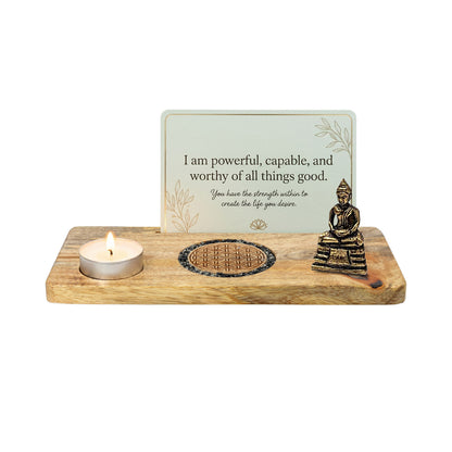 Portacarte Fiore della vita tormalina e pirite legno di mango all’ingrosso thumb
