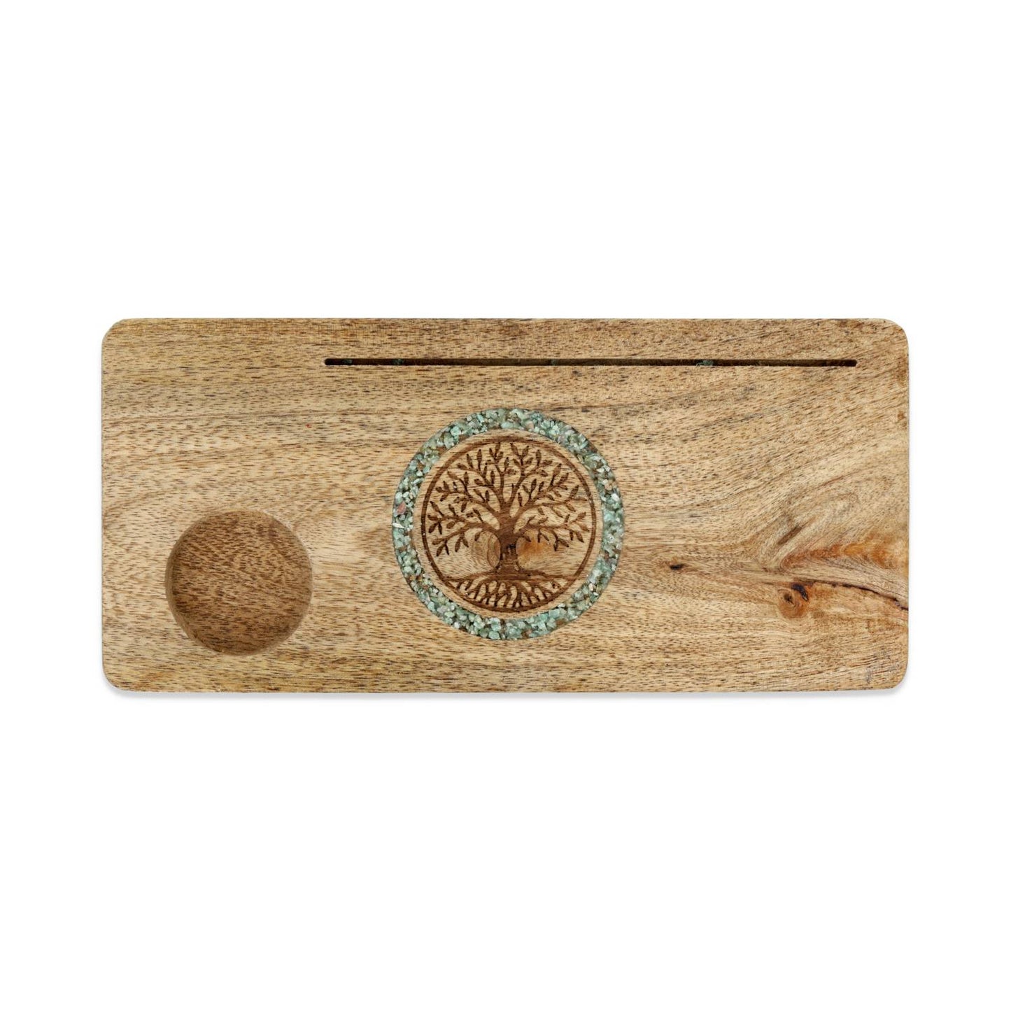 Portacarte Albero della vita amazzonite legno di mango