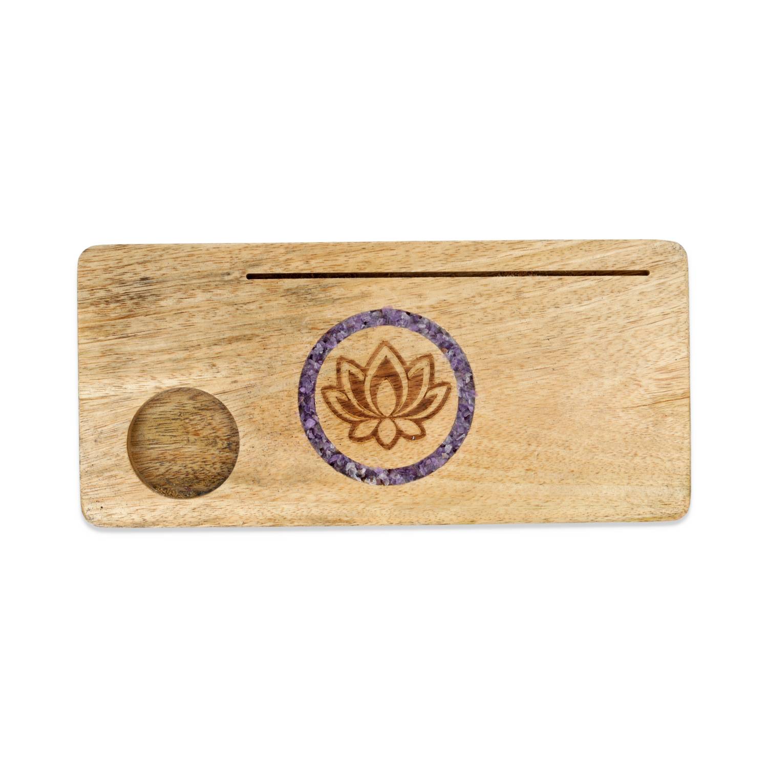 Kartenhalter Lotus Amethyst Mangoholz