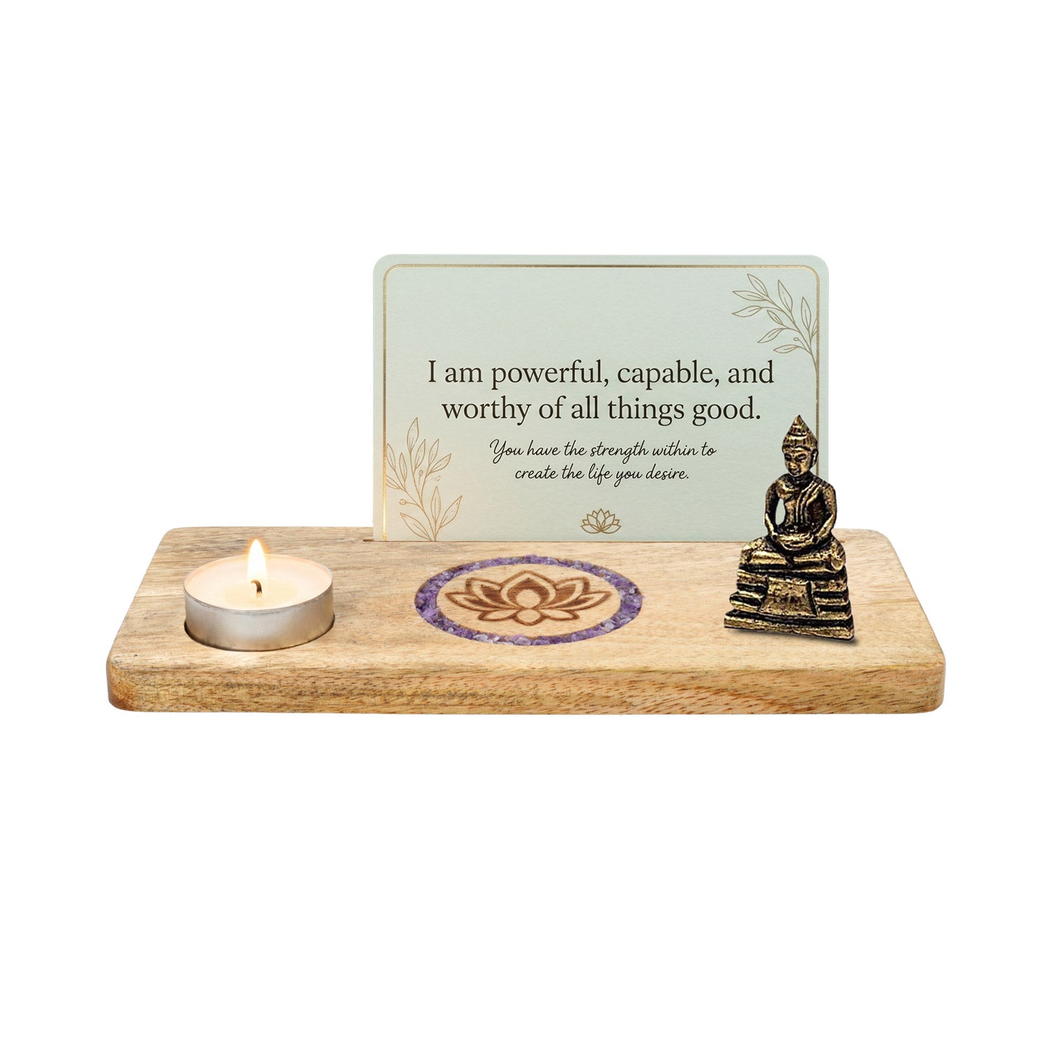 Kartenhalter Lotus Amethyst Mangoholz großhandel