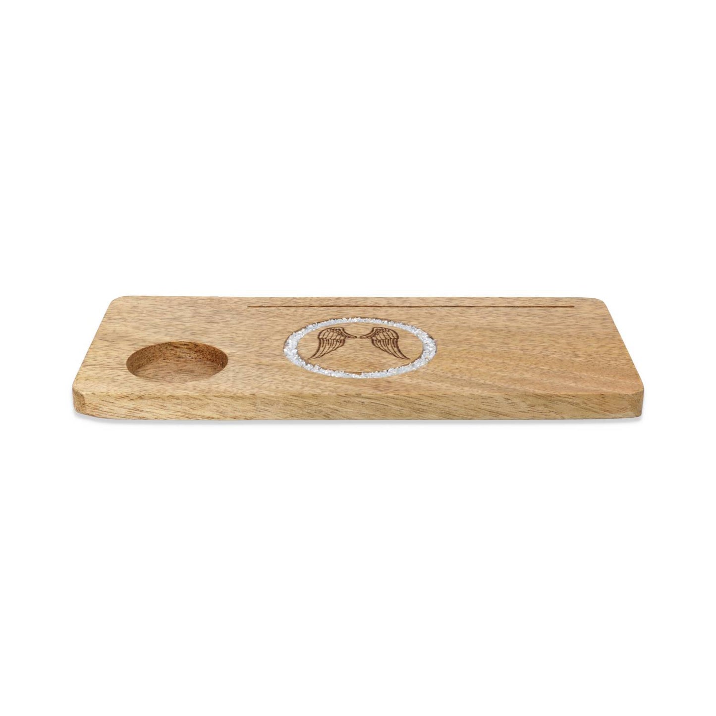 Card holder Angel wings angelite mango wood