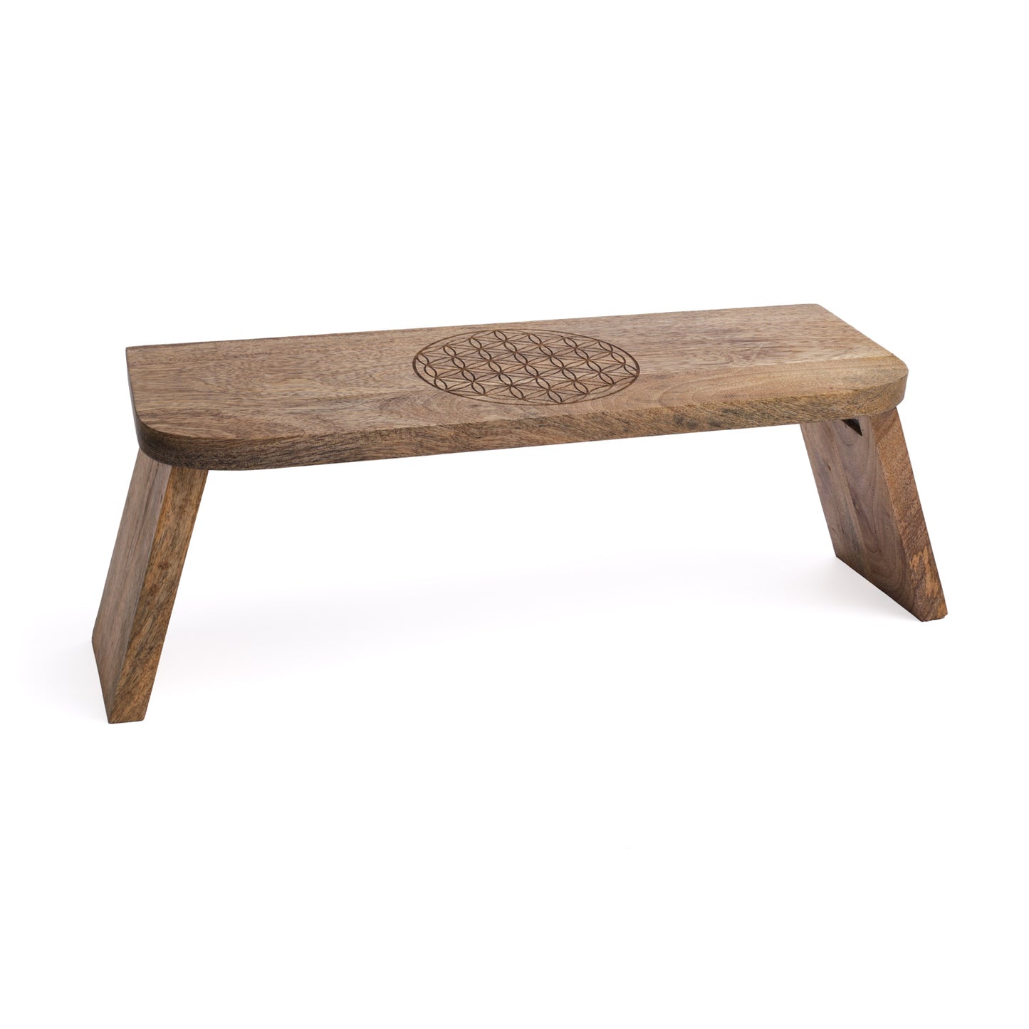 Panchina da meditazione Fiore della Vita in legno di mango