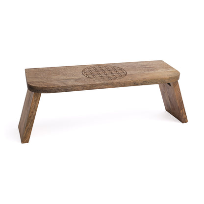 Panchina da meditazione Fiore della Vita in legno di mango thumb