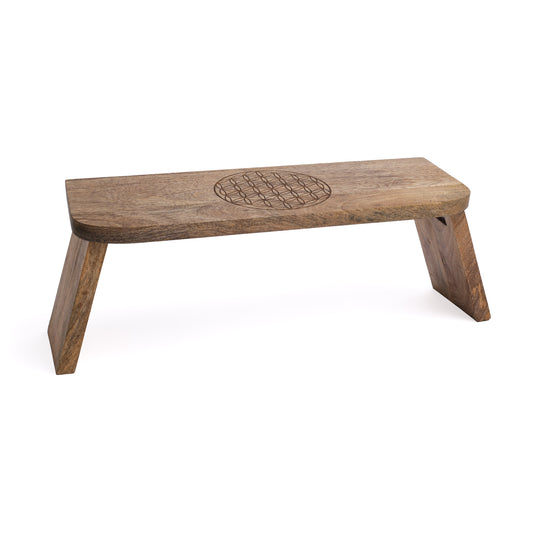 Meditation bench Flower of Life mango wood