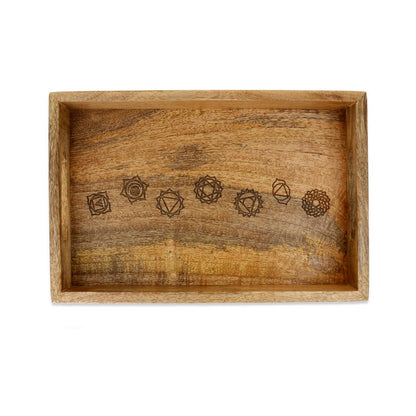 Tablett 7 Chakrasymbole Mangoholz großhandel thumb
