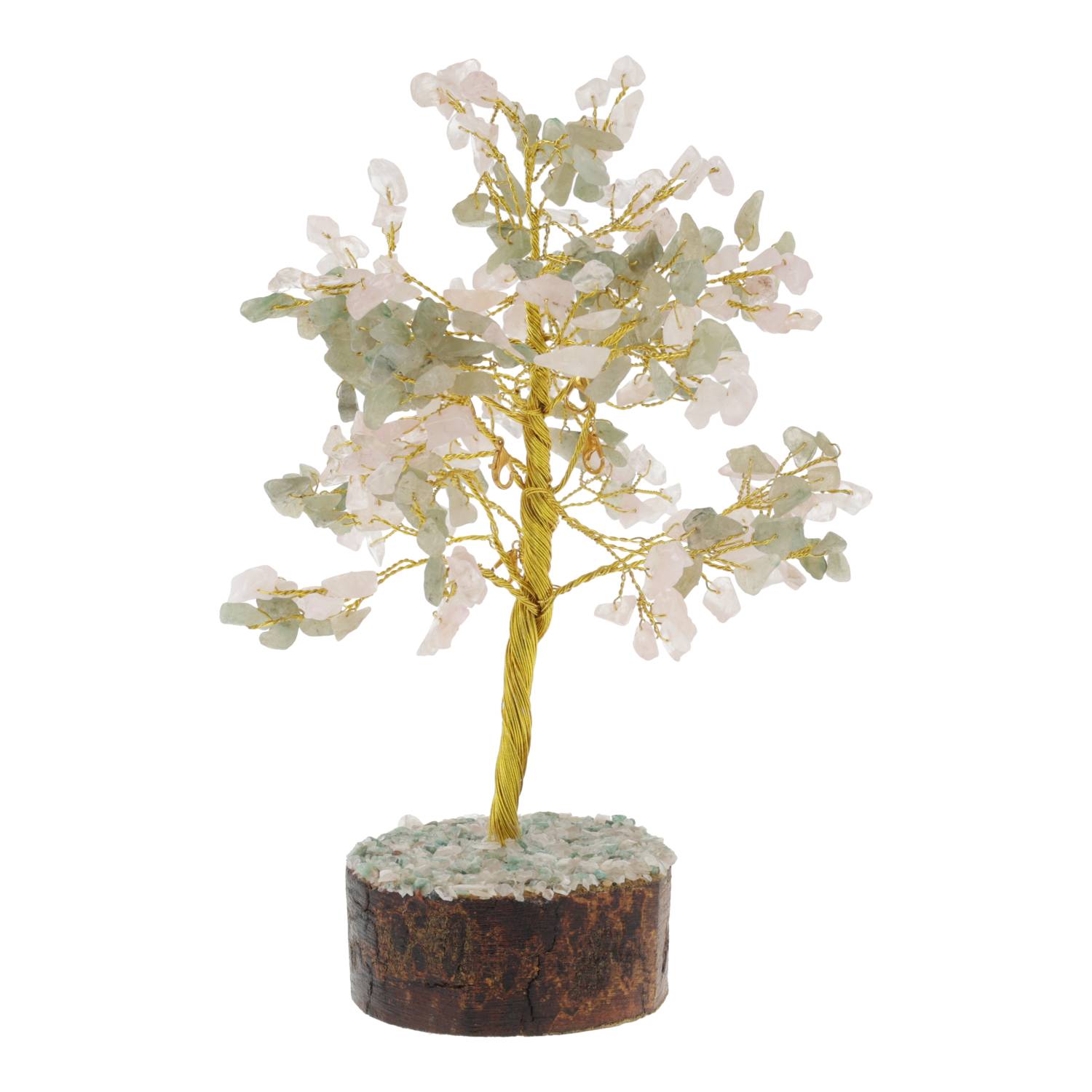 Manifestation Wish Tree Green Aventurine & Rose Quartz with 20 Wish Cards Gemstone