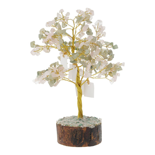 Arbre à Souhaits de Manifestation Green Aventurine & Rose Quartz avec 20 Cartes de Vœux