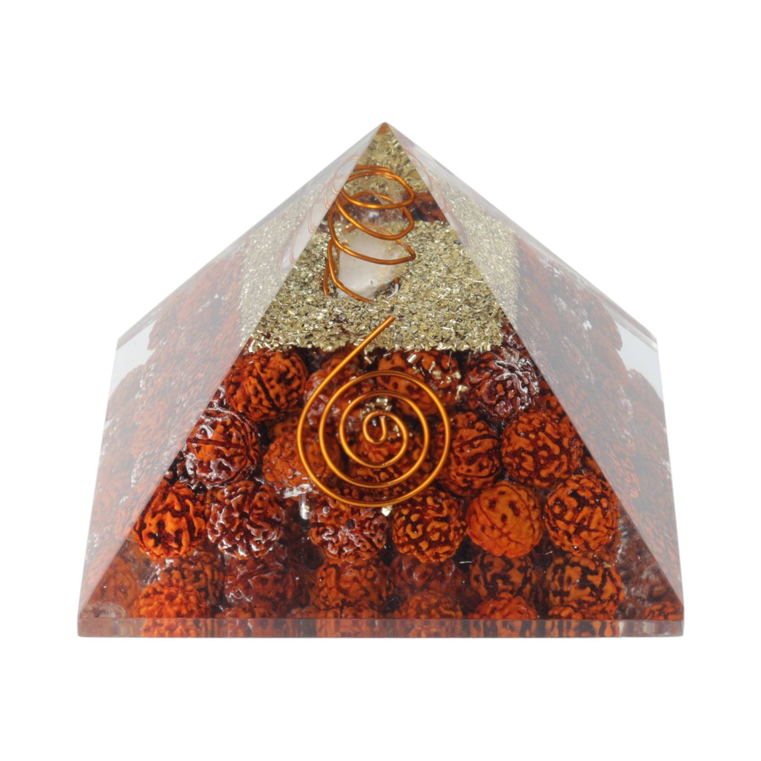 Pirámide orgonita rudraksha