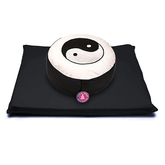 Meditation set Yin Yang symbol ivory/black