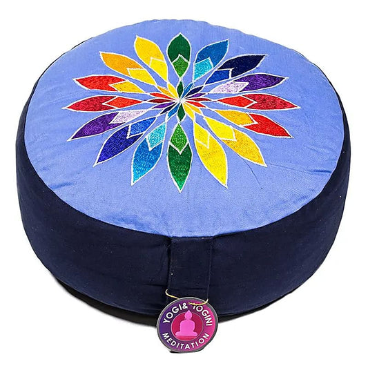 Cuscino meditazione blu fiore multicolore
