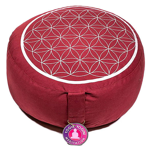 Meditation cushion Flower of Life red/silver