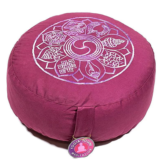 Cuscino meditazione melanzana 8 segni auspicio