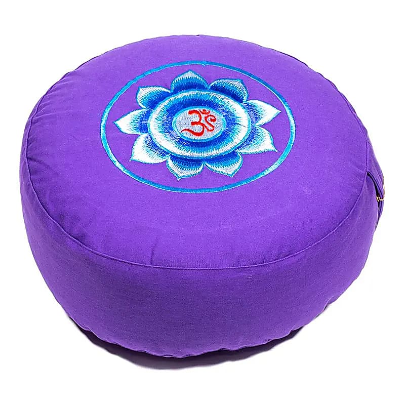 Coussin méditation violet symbole OM
