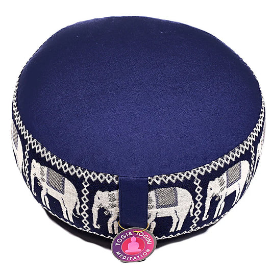 Cuscino meditazione blu con elefanti