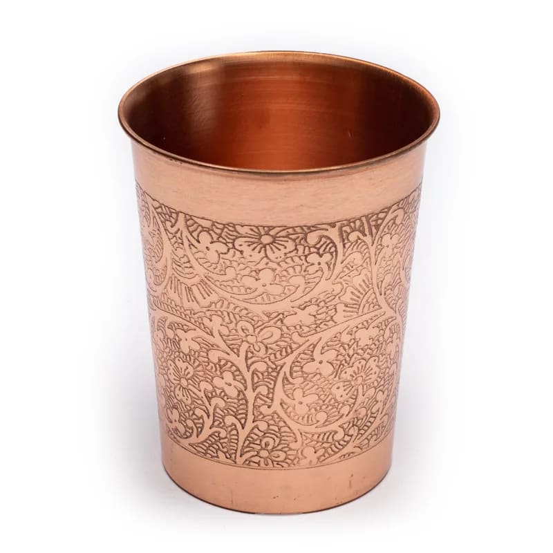 Acheter Gobelets en cuivre motif floral gravé