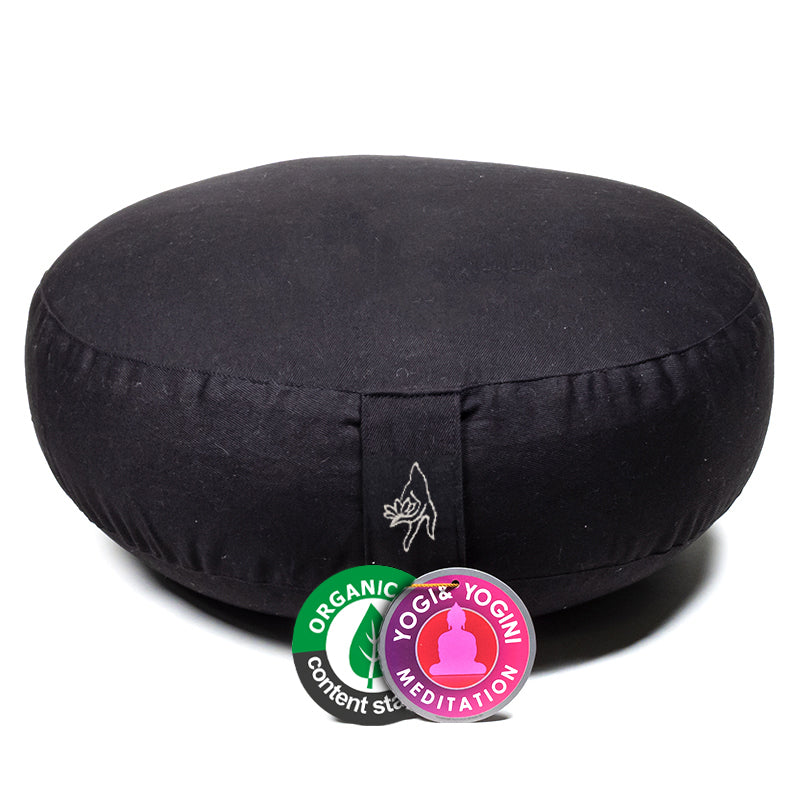 Meditationskissen schwarz flach Baumwolle BIO (OCS)