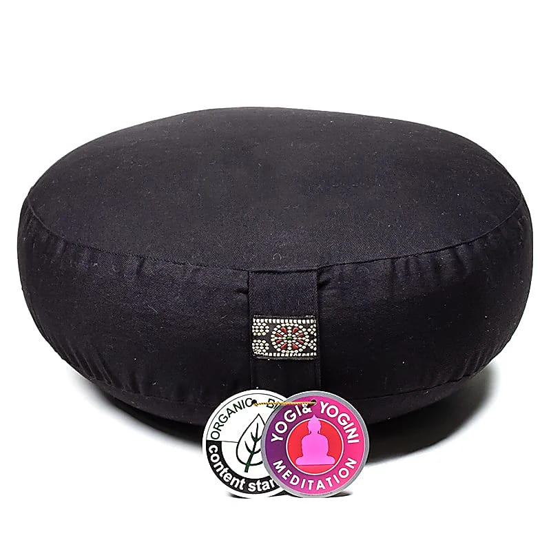 Coussin méditation modèle bas noir coton BIO (OCS)