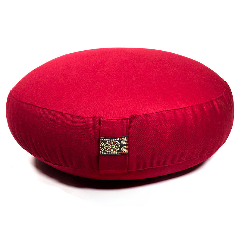 Cojín de meditación rojo modelo bajo de algodón BIO (OCS)