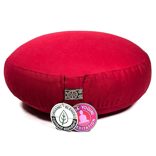 Meditatiekussen rood lager model biokatoen (OCS)