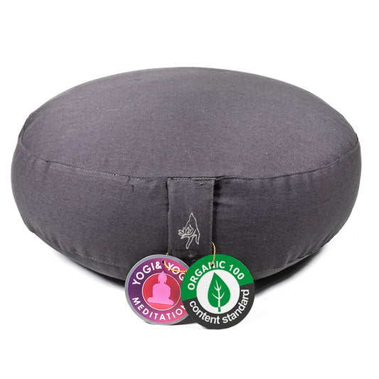 Cuscino meditazione basso antracite cotone organico (OCS)