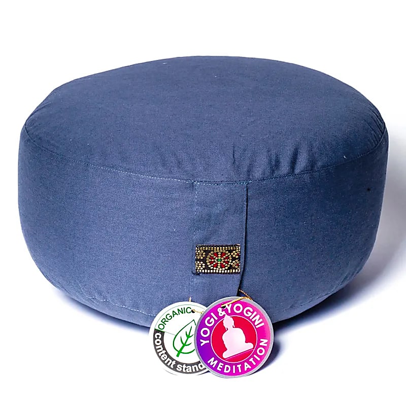 Cuscino meditazione blu ardesia cotone organico (OCS)