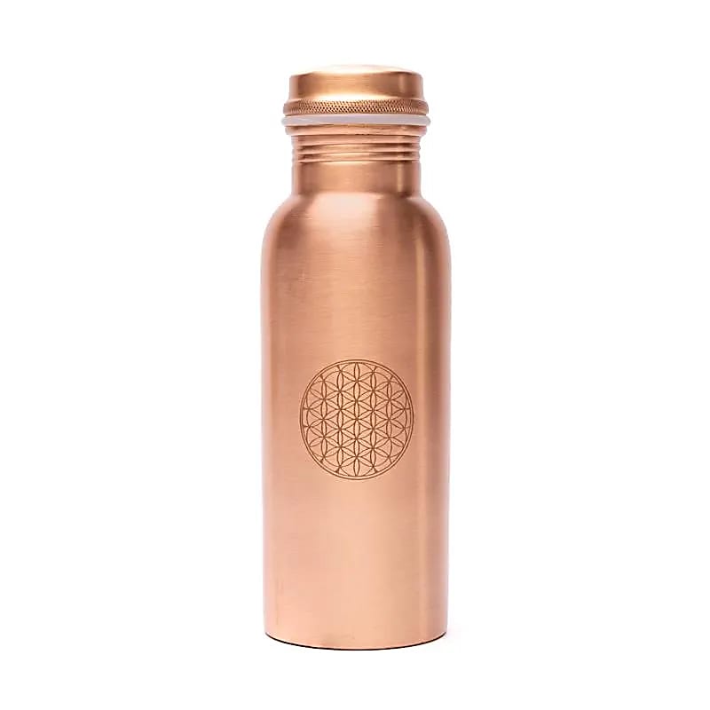 Bouteille en cuivre Fleur de Vie gravée au laser