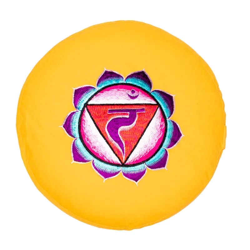 Meditatiekussen 3e chakra geborduurd