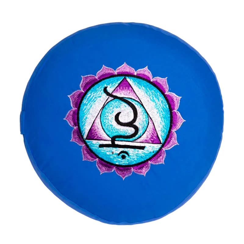 Meditationskissen 5. Chakra bestickt
