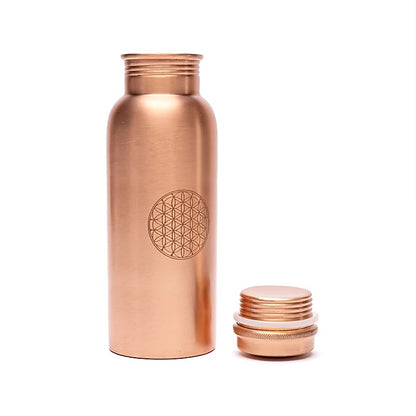 Bouteille en cuivre Fleur de Vie gravée au laser de gros thumb