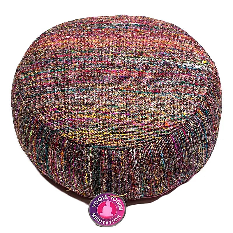 Coussin méditation Soie grège multicolore fine