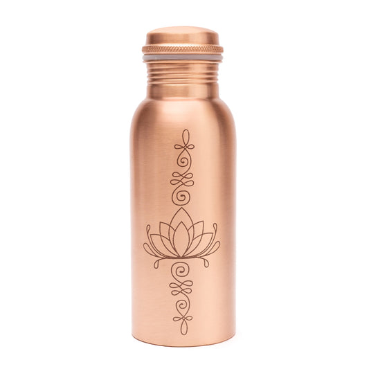 Bouteille en cuivre lotus gravée au laser