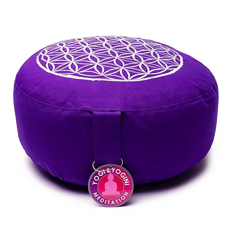 Cuscino meditazione Fiore della vita viola/argento