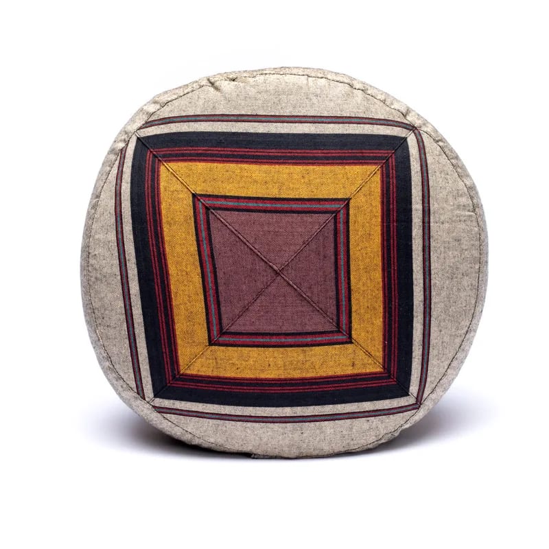 Meditation cushion grey/yellow pattern multi Cotton