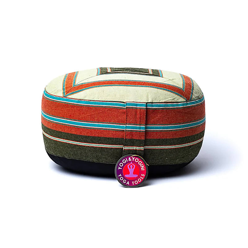 Meditatiekussen crème/rood/groen patroon multi