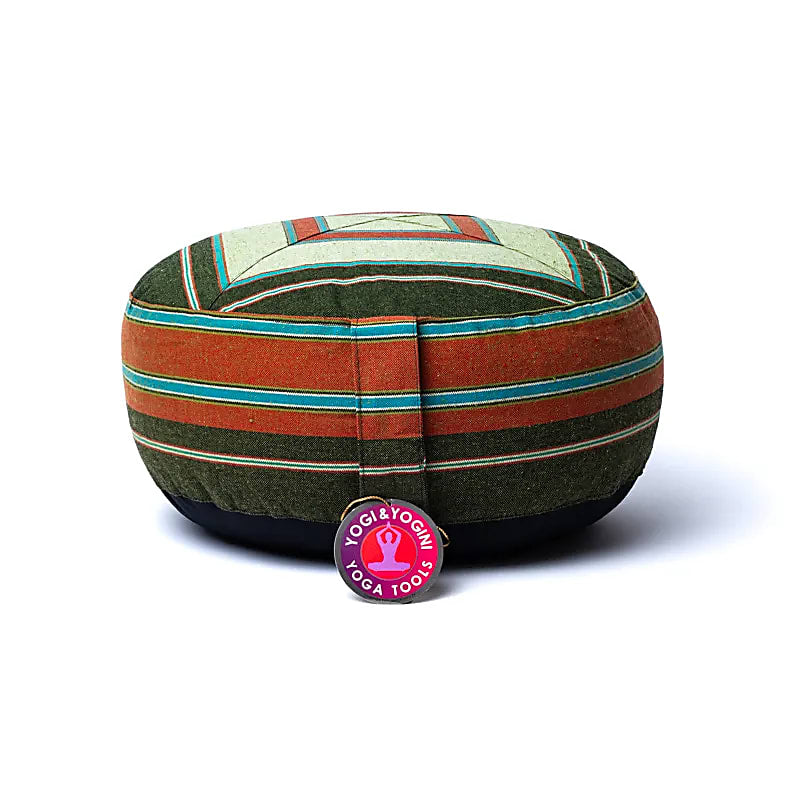 Meditatiekussen crème/rood/groen patroon multi Katoen