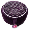 Cojín de meditación estilo vintage morado flor de la vida