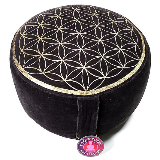 Meditation cushion vintage look athracite flower of life