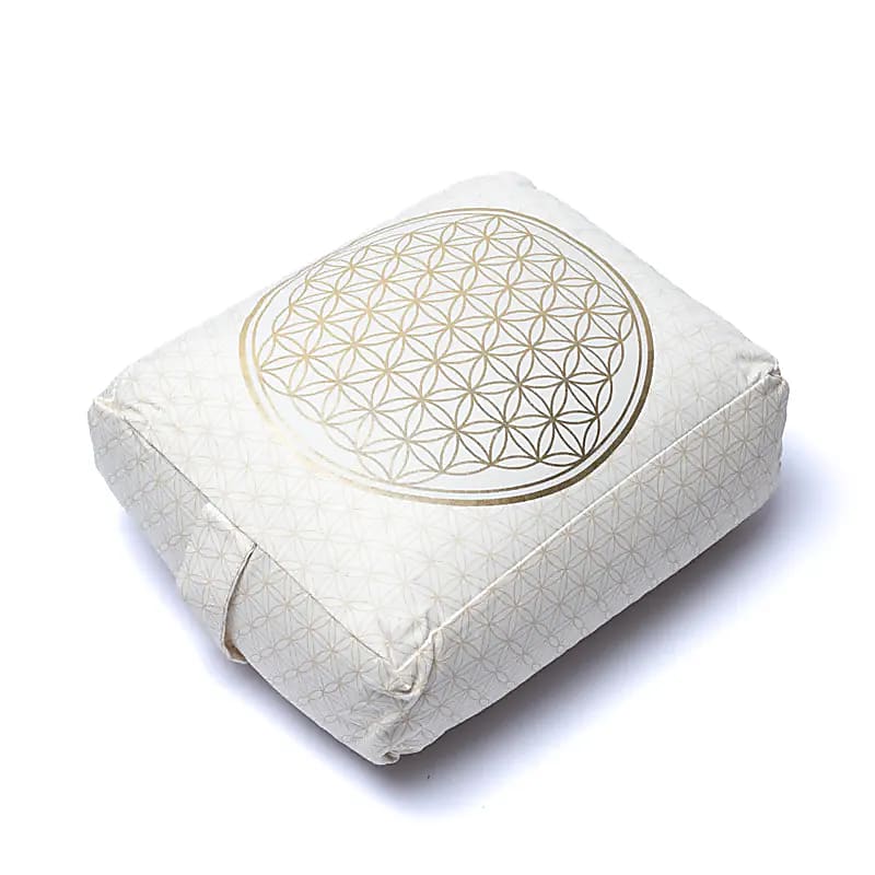 Cojín de meditación/bolster rectangular flor de la vida algodón orgánico (OCS)
