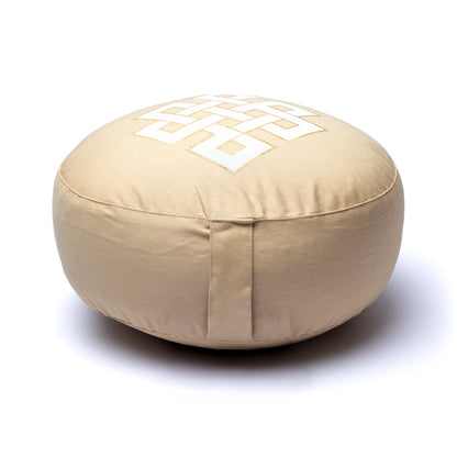 Meditatiekussen oneindige knoop beige biokatoen groothandel thumb