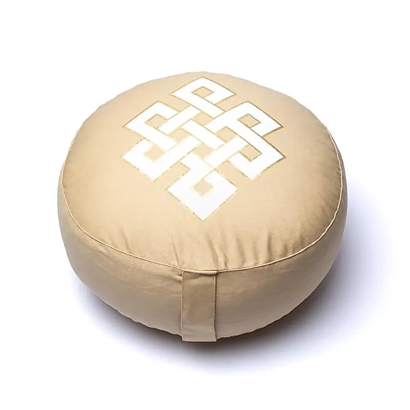 Coussin de méditation noeud infini beige en coton biologique (OCS)