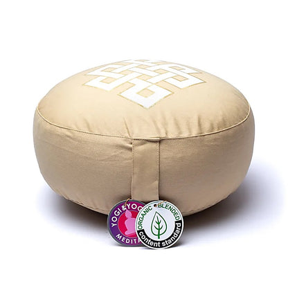 Coussin de méditation noeud infini beige en coton biologique (OCS) de gros thumb