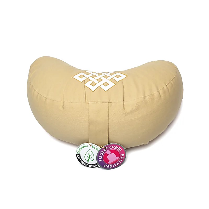 Coussin de méditation croissant nœud de l'infini beige coton biologique (OCS)