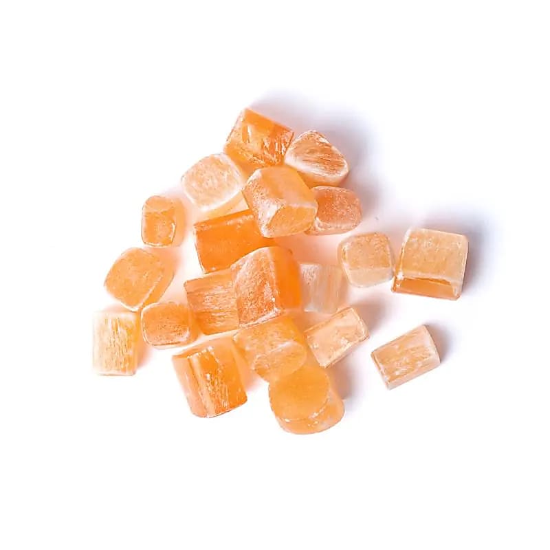 Piedras de selenita naranja ("satin spar") pulidas