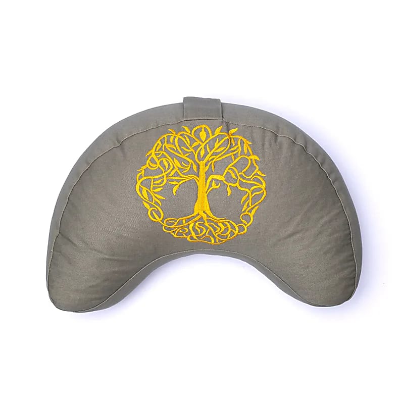 Coussin de méditation demi-lune vert arbre de vie coton bio (OCS) de gros
