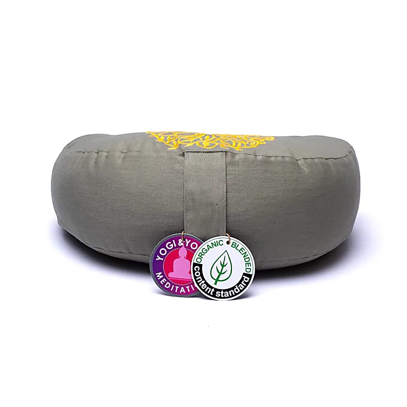 Acheter Coussin de méditation demi-lune vert arbre de vie coton bio (OCS)