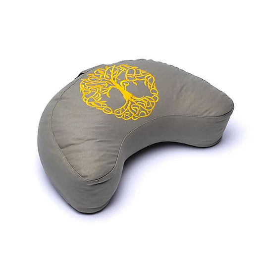 Meditation cushion half moon green tree of life organic cotton (OCS)