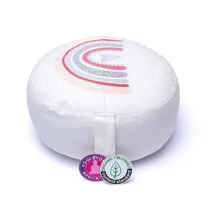 Meditation cushion round white rainbow organic cotton (OCS) wholesale thumb