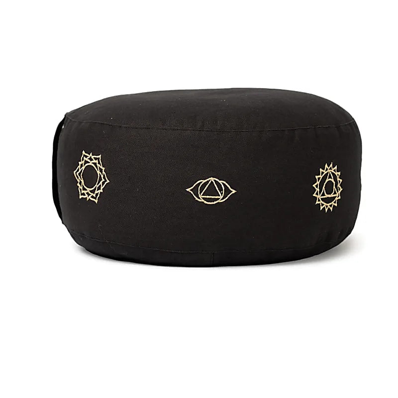 Cojín de meditación negro 7 chakras algodón orgánico (OCS)