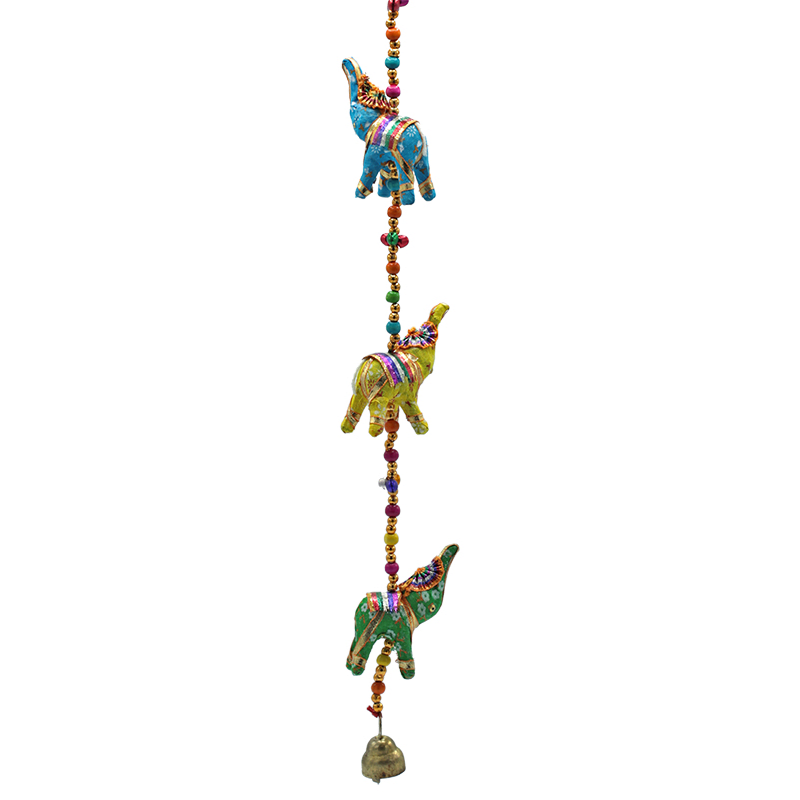 Decorative garland clothed Elephants